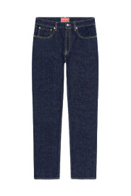 Slim Fit Mørkeblå Jeans med Kontrastlogo