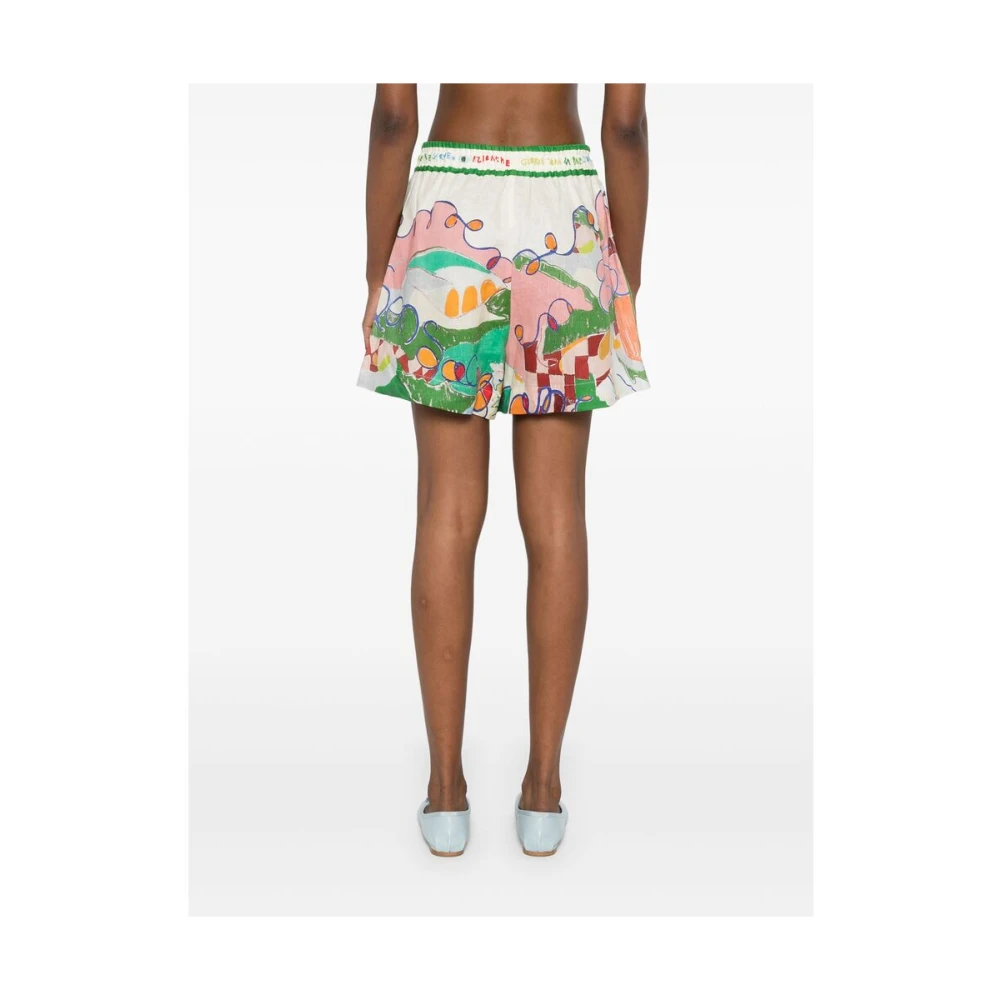 Alemais Illustratie-stijl Linnen Shorts Multicolor Dames