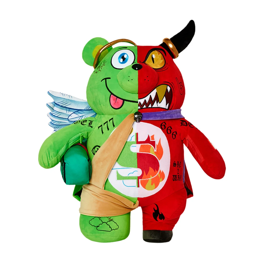 Sprayground Multicolor Backpacks, Unisex, One Size, Angel Vs Devil Bear Backpack