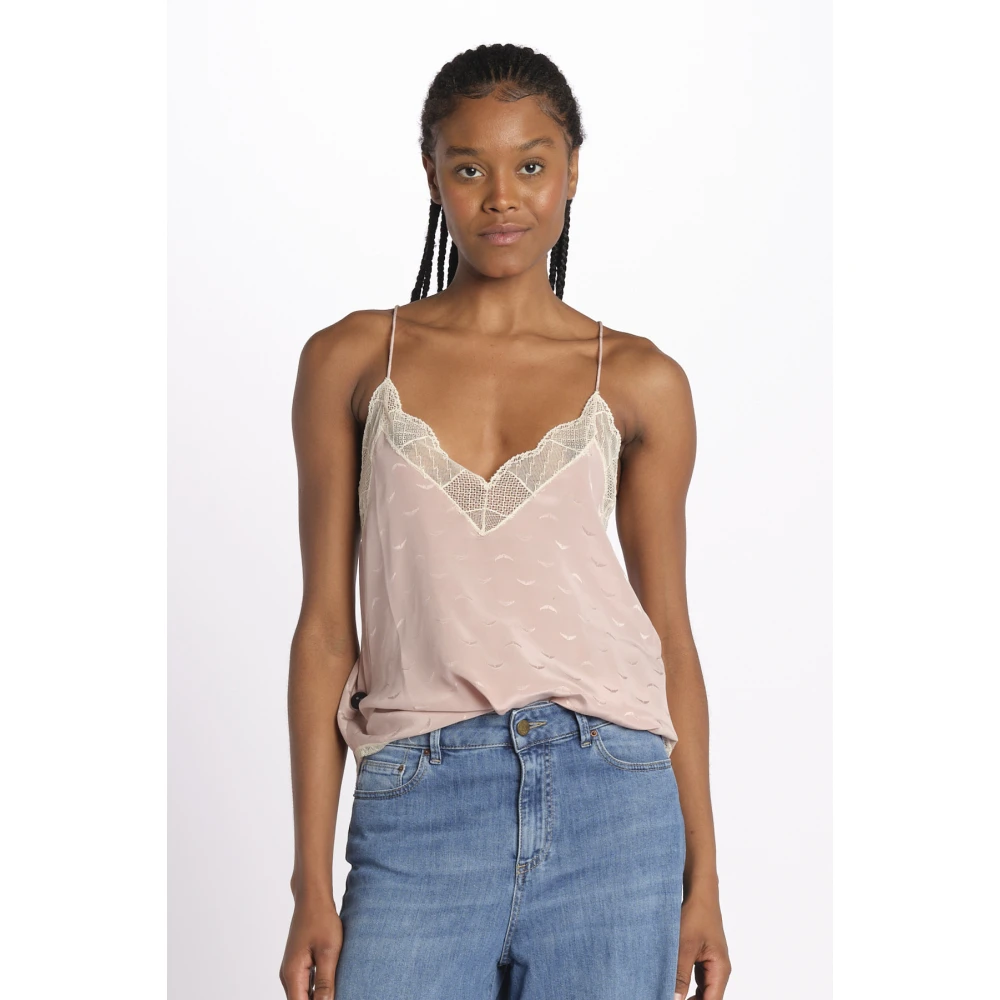 Zadig & Voltaire Roze Zijden Top met Vleugels Pink Dames