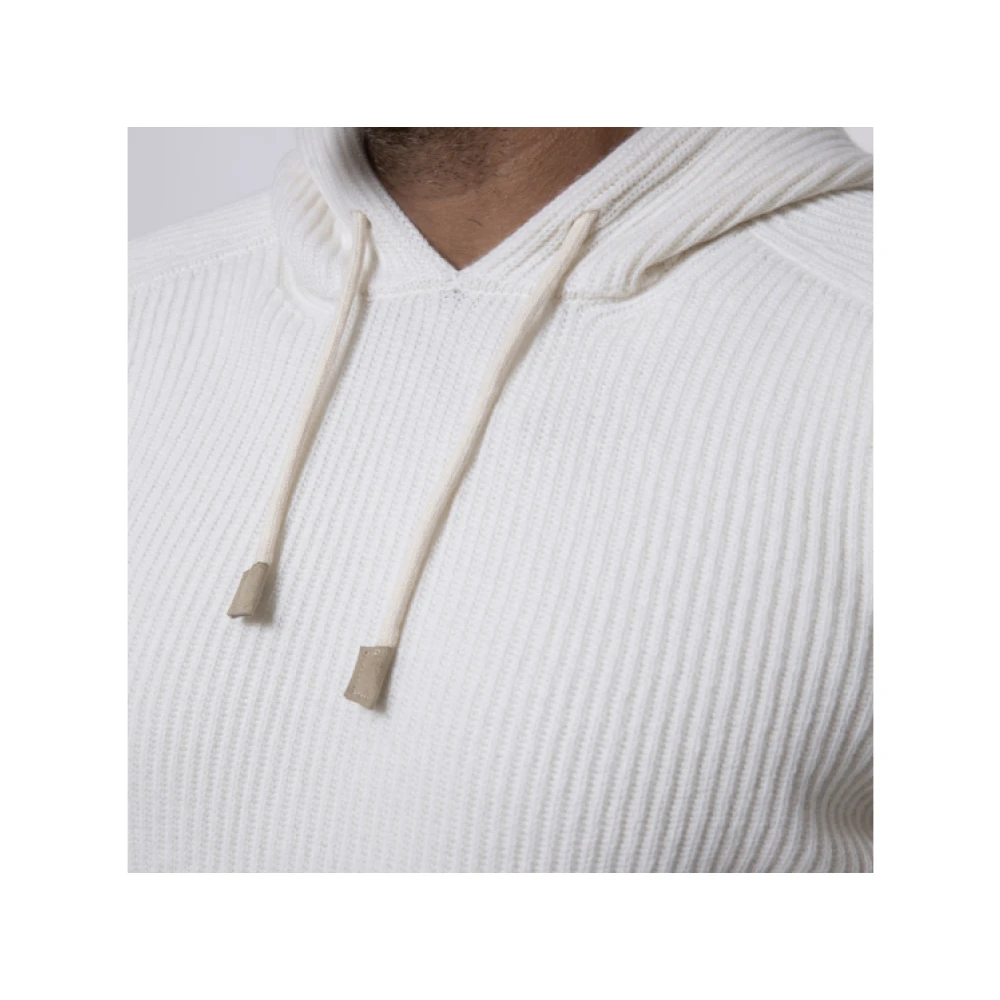 Gran Sasso Kasjmier Hoodie met Ribboord White Heren