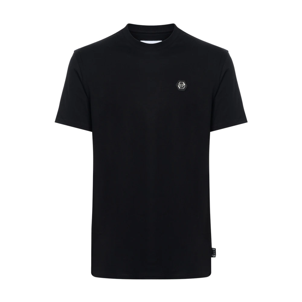 Philipp Plein SS Hexagon Zwart T-Shirt met Zilver Logo Black Heren