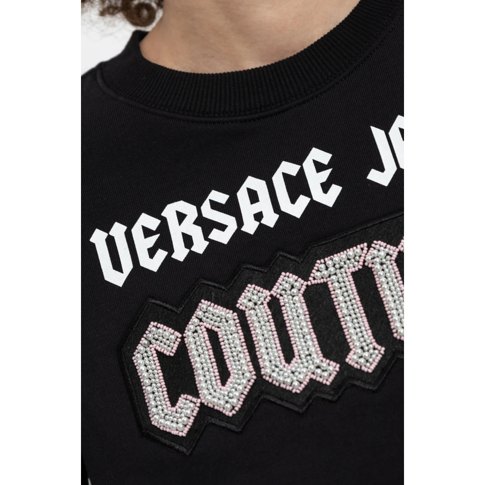 Versace Jeans Couture Sweatshirt met glinsterende applicaties Black Dames