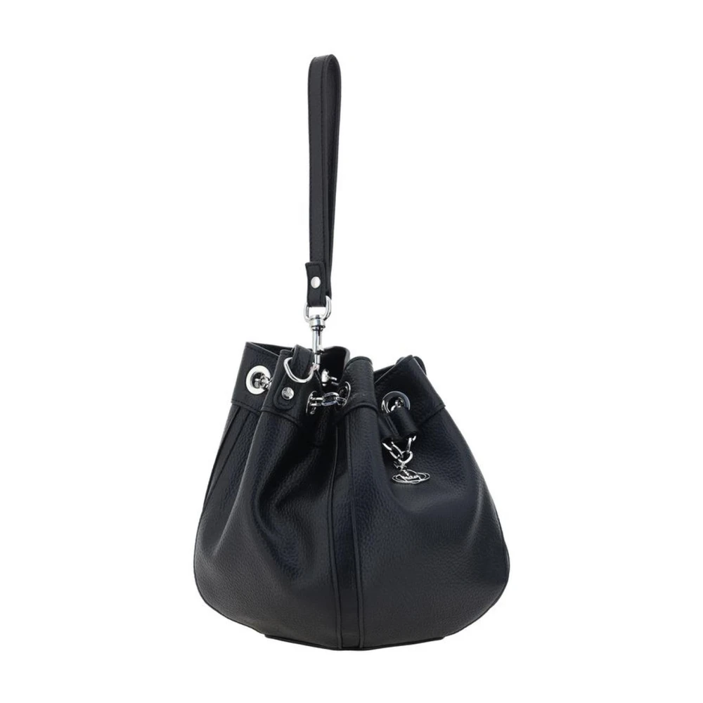 Vivienne Westwood Leren Bucket Bag met Trekkoordsluiting Black Dames