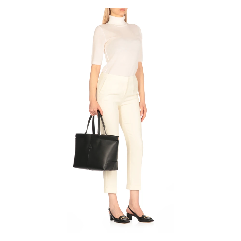 TOD'S Zwarte Leren Winkelmand met Clutch Black Dames