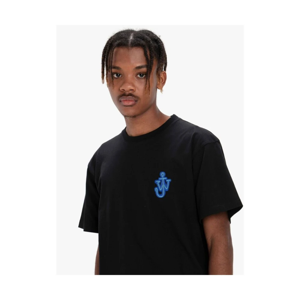 JW Anderson Zwarte Anchor Logo T-shirt Black Heren