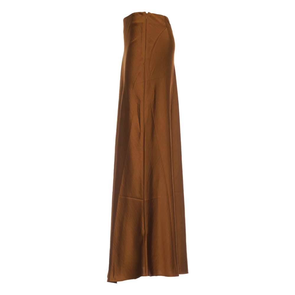 Essentiel Antwerp Bronze Maxi Satijnen Lange Rok Brown Dames