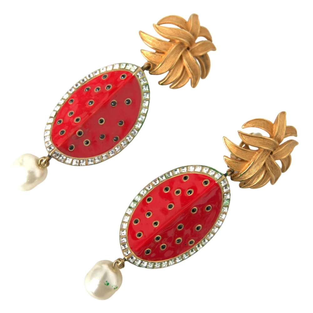 Dolce & Gabbana Women's Red Watermelon Crystal Clip Earrings
