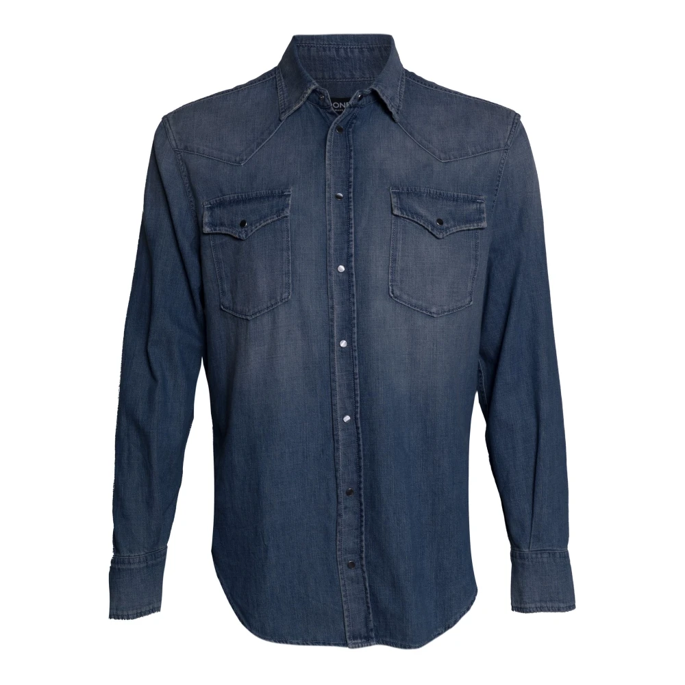 Dondup Men's Blue Denim Shirts, M, Western Shirt