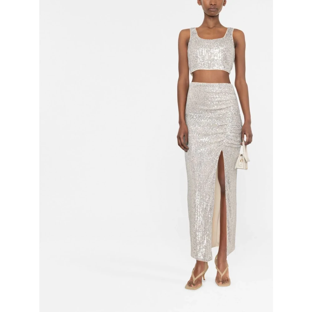 Self Portrait Maxi-rok met pailletten Gray Dames