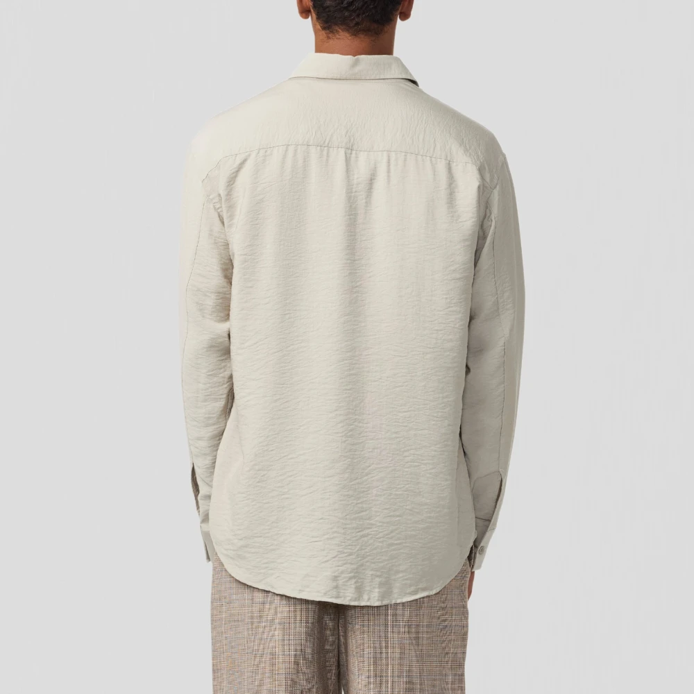 Nn07 Gedrukte Twill Button-Up Shirt Beige Heren
