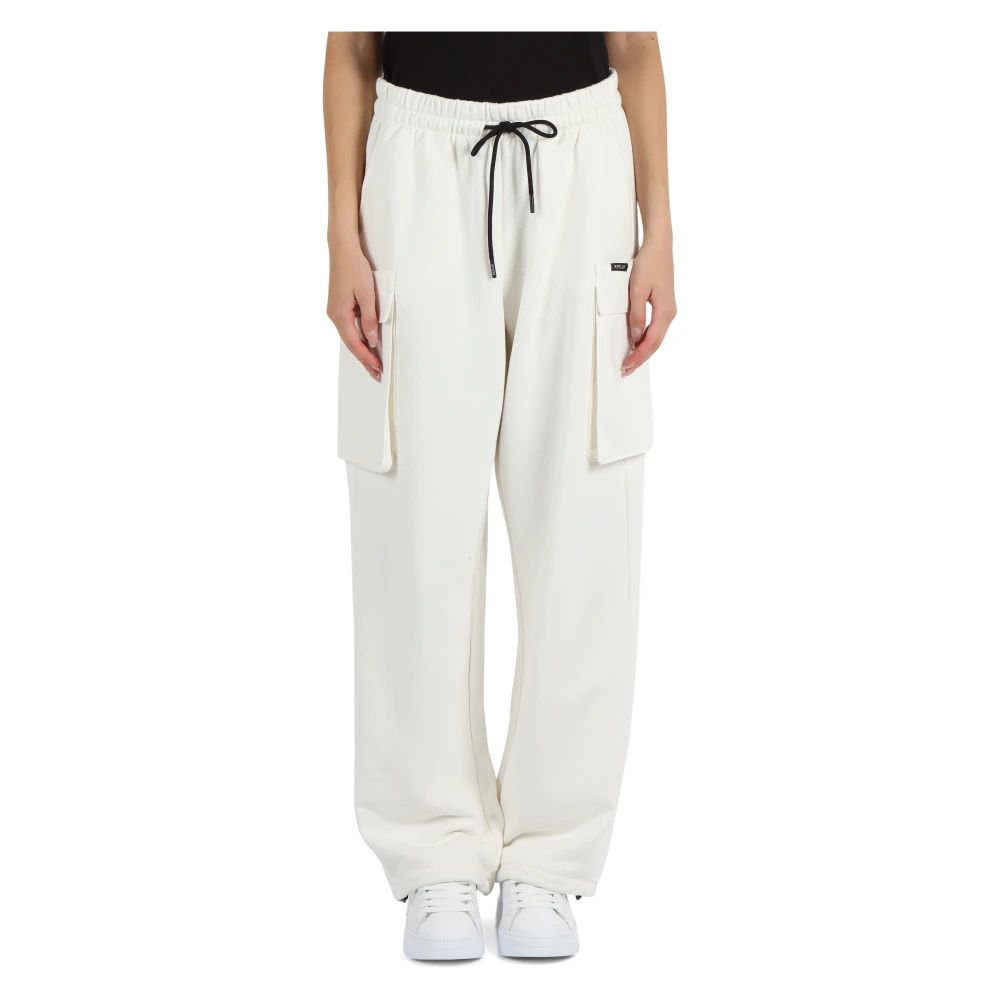 Replay Sportieve katoenen sweatpants met zijzakken White Dames