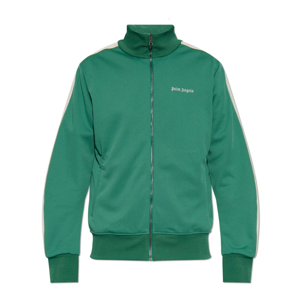 Palm Angels Men's Green Zip-Throughs,, Sweatshirt With Embroidered Logo Small
