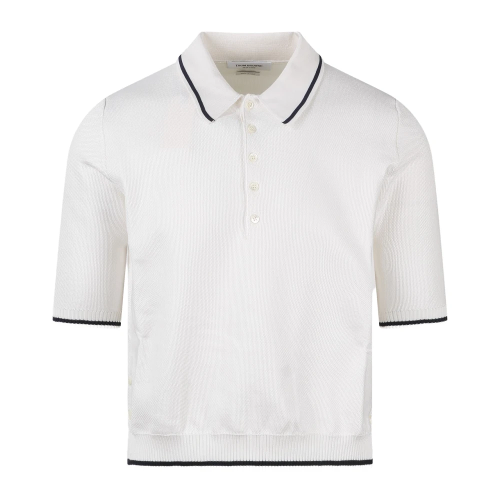Thom Browne Witte Pique Stitch Polo met Tipping White Heren