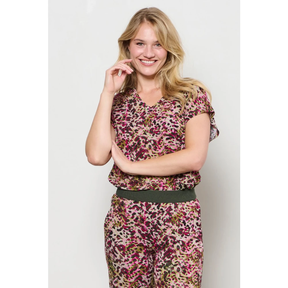 &Co Woman Bloes met lange mouwen en V-hals Multicolor Dames
