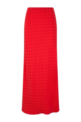 Lång kjol med jacquardmönstrat monogramtryck