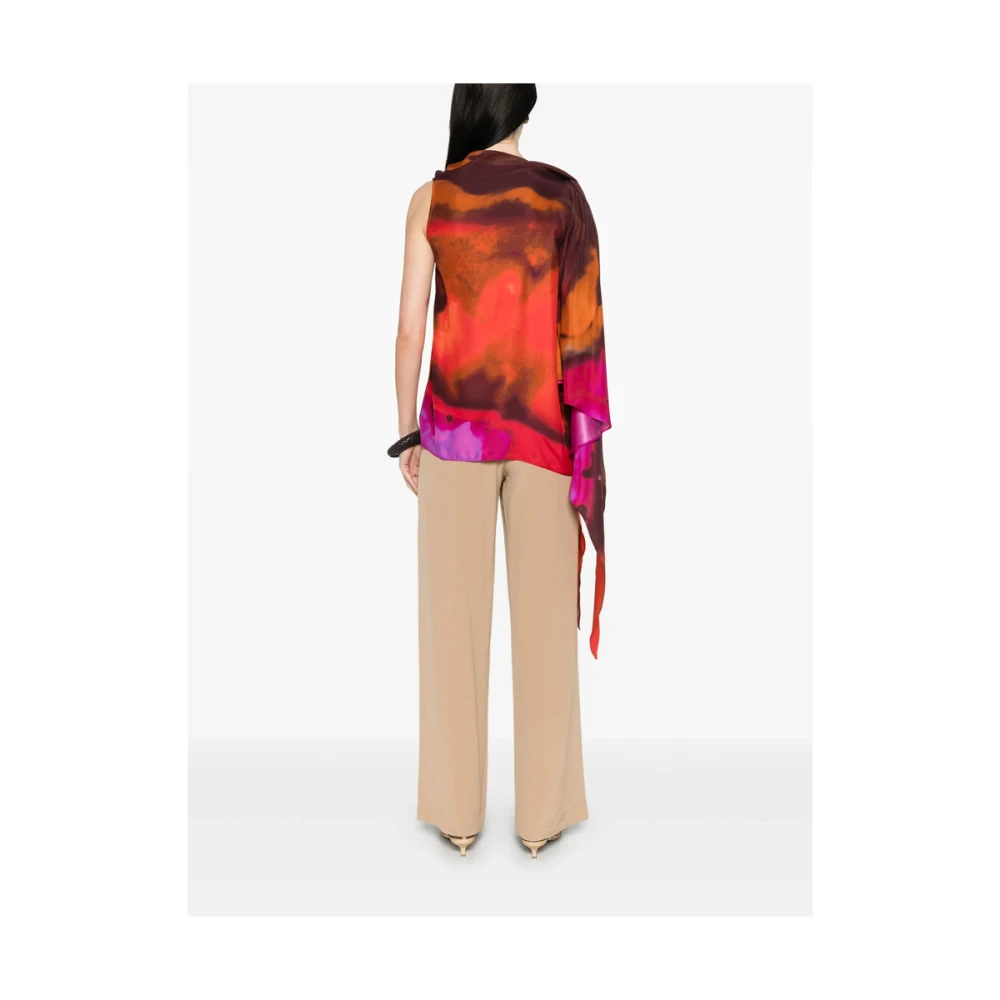 Gianluca Capannolo Fuchsia Roze Gedrapeerd Mouwloos Jurkje Multicolor Dames