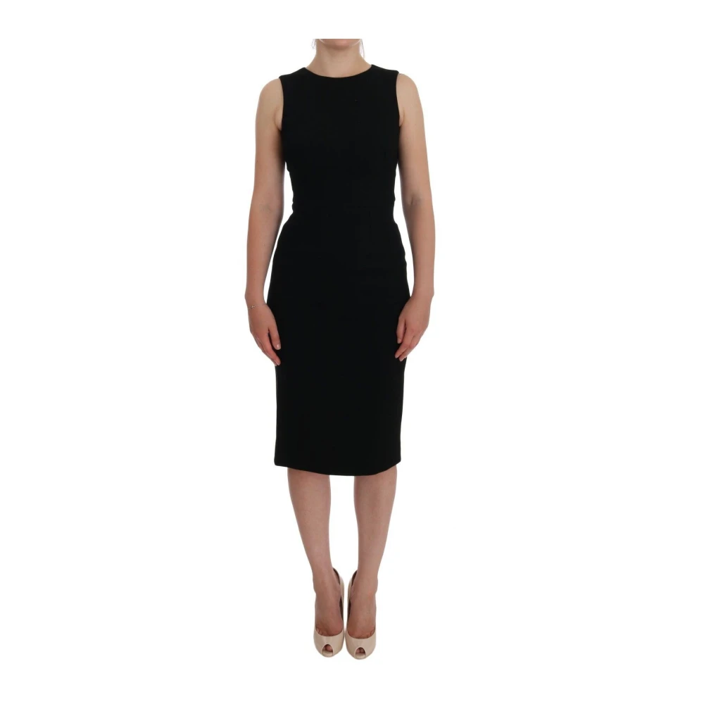 Dolce & Gabbana Svart Stretch Kristall Sheath Klänning Black, Dam