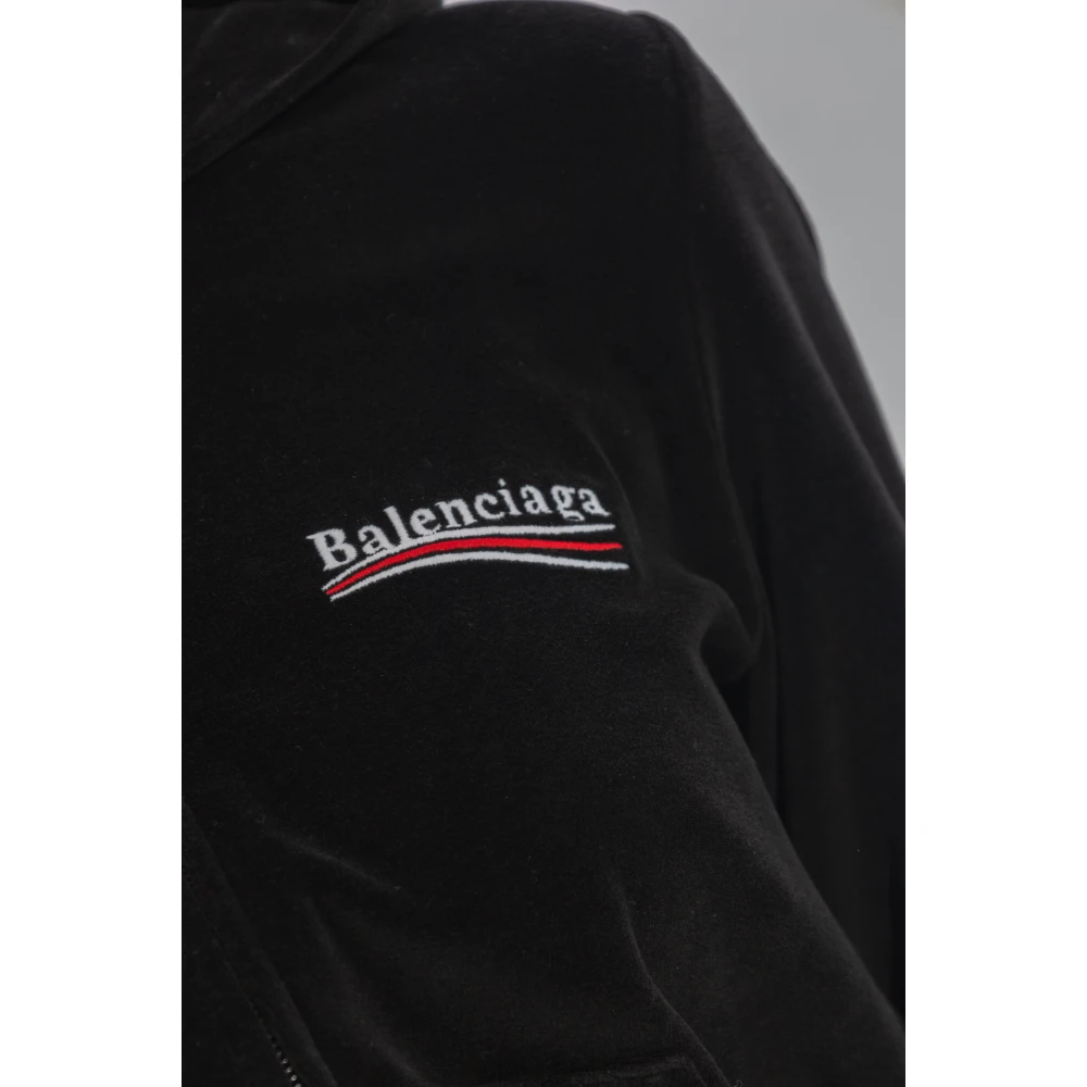 Balenciaga Fluweel hoodie Black Dames