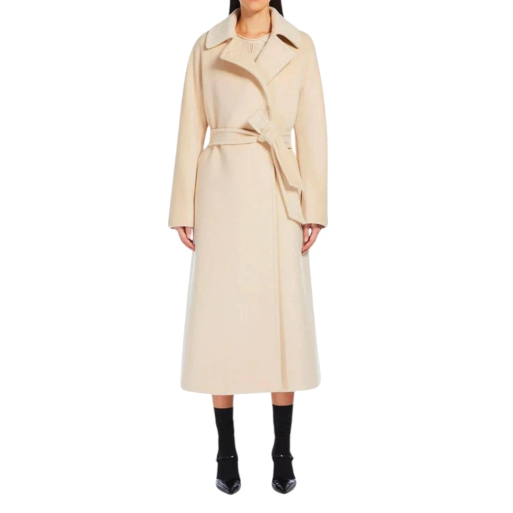 Max Mara Studio Elegante Wollen Jas Beige Dames