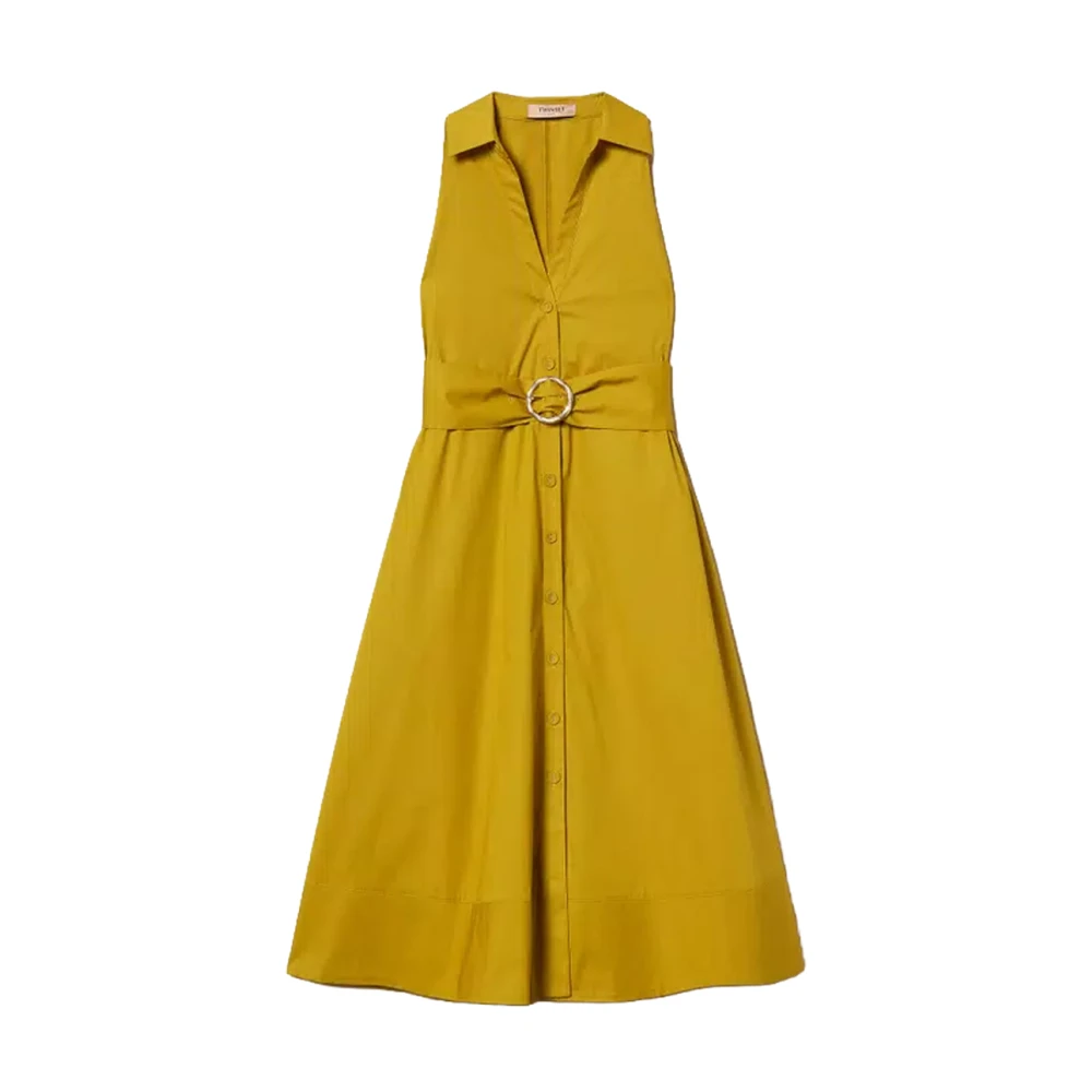 Twinset Women's Yellow Longuette Poplin Shirt Dress - Shirt Dresses - M - Dresses