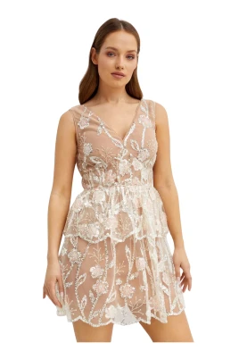 Sequin Floral Mini Dress