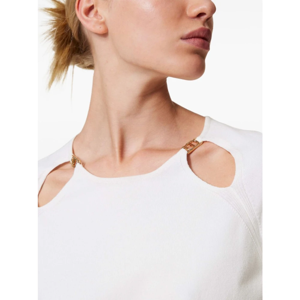 Twinset Witte Crew Neck Sweaters White Dames