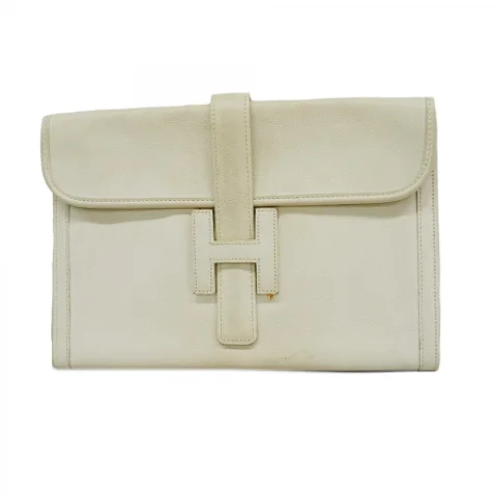 Hermès Vintage Pre-owned Leather clutches White Dames