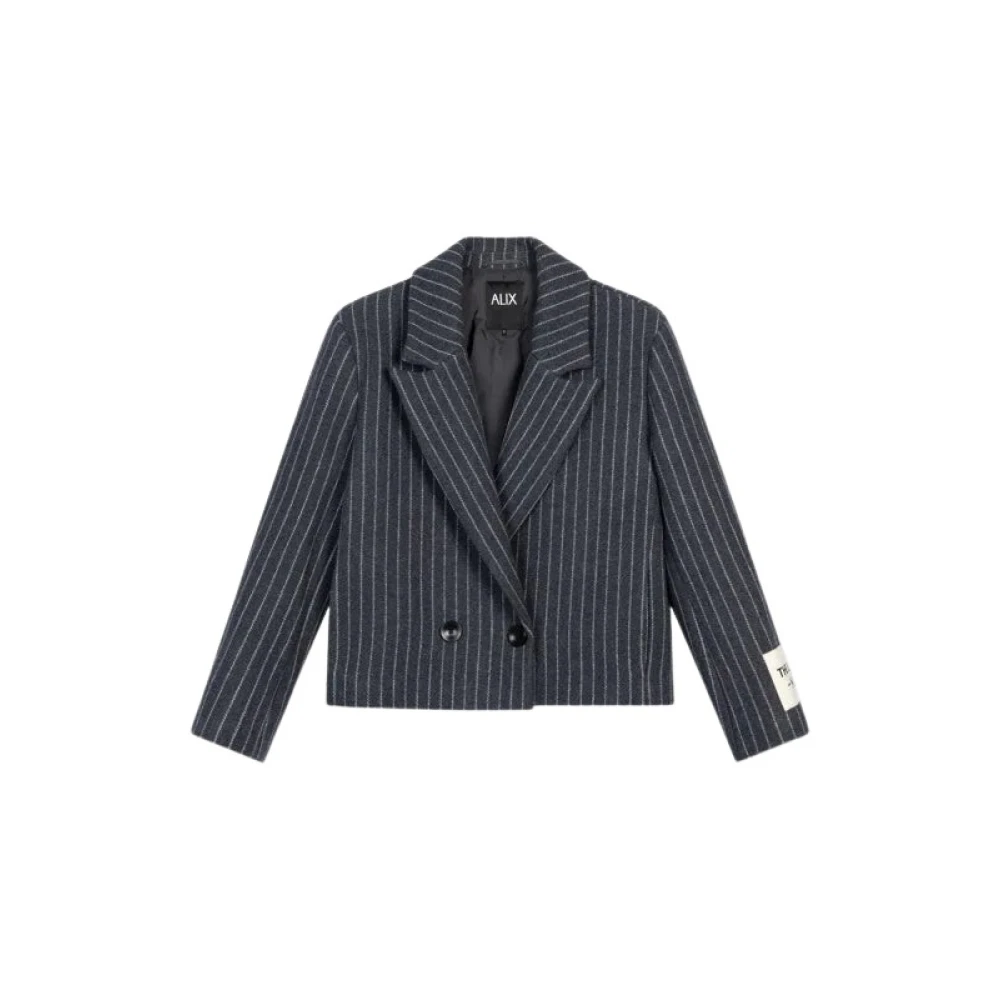 Alix The Label Pinstripe Cropped Jas Black Dames