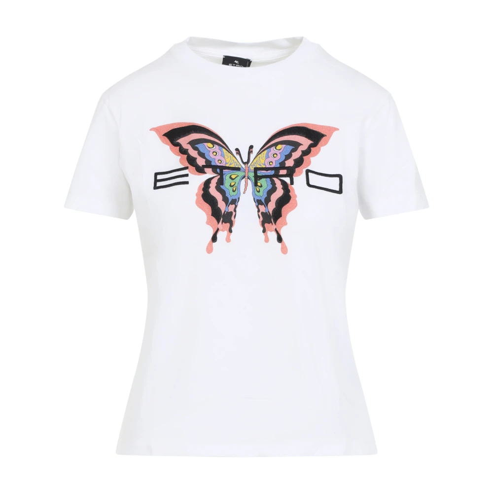 ETRO Vlinder Print Wit T-Shirt White Dames