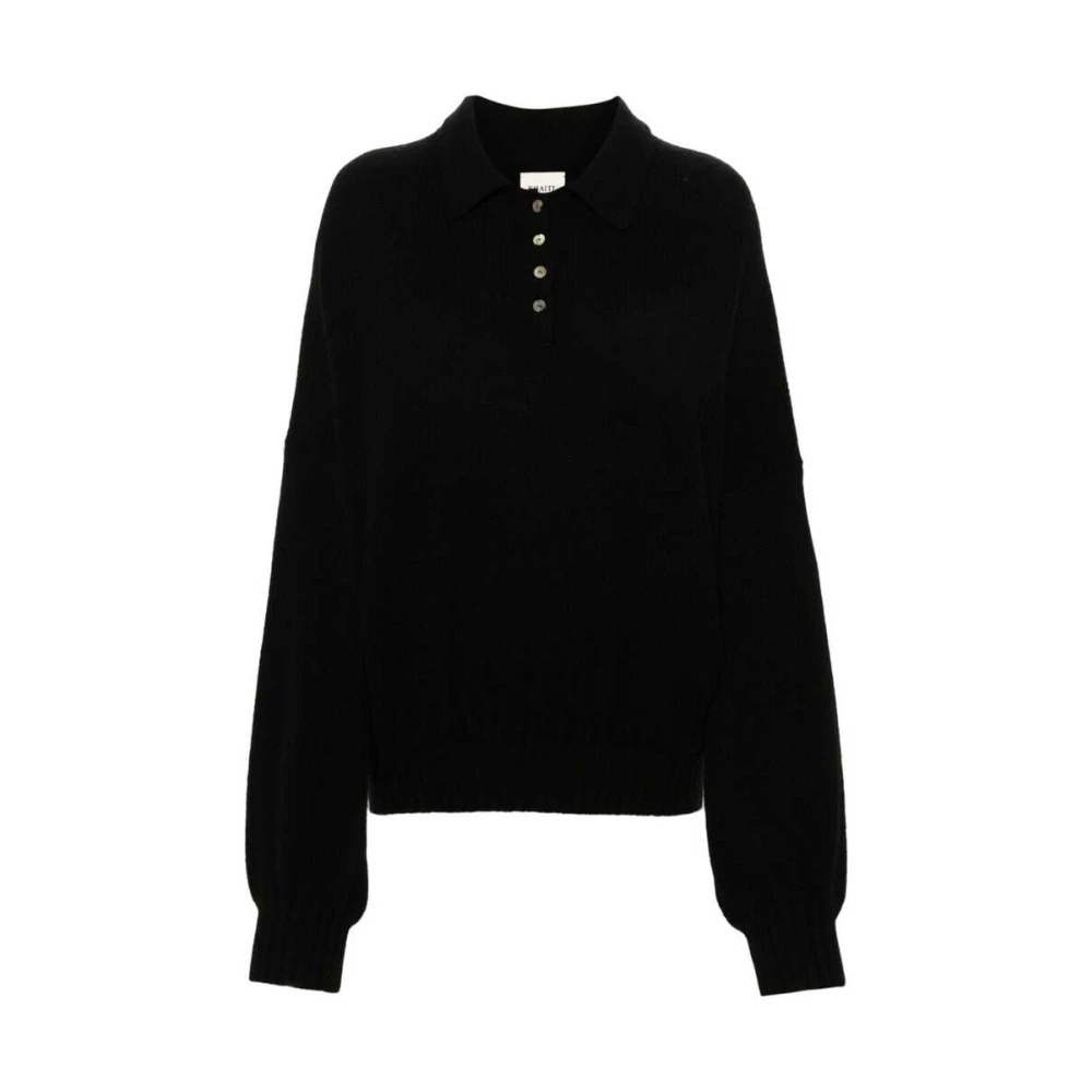 Khaite Zwarte Kasjmiermix Polotrui Black Dames