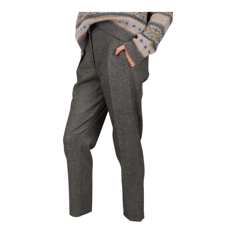 BRUNELLO CUCINELLI Flanellen Sportieve Broek met Hoge Taille Gray Dames