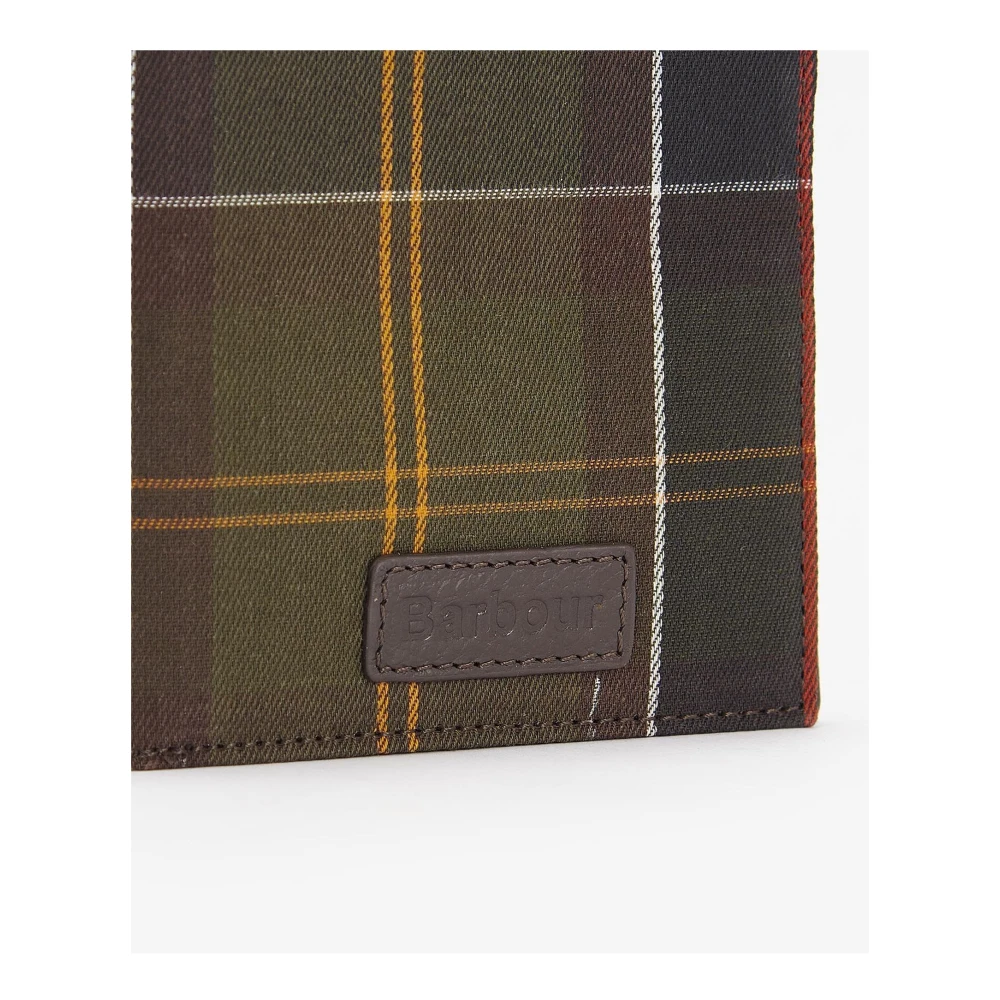 Barbour Groene Tartan Leren Portemonnee Green Heren
