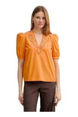 Blus i broderie anglaise-poplin