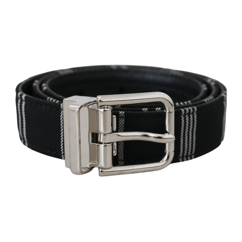 Dolce & Gabbana Gestreepte katoenen riem met zilveren gesp Black Dames