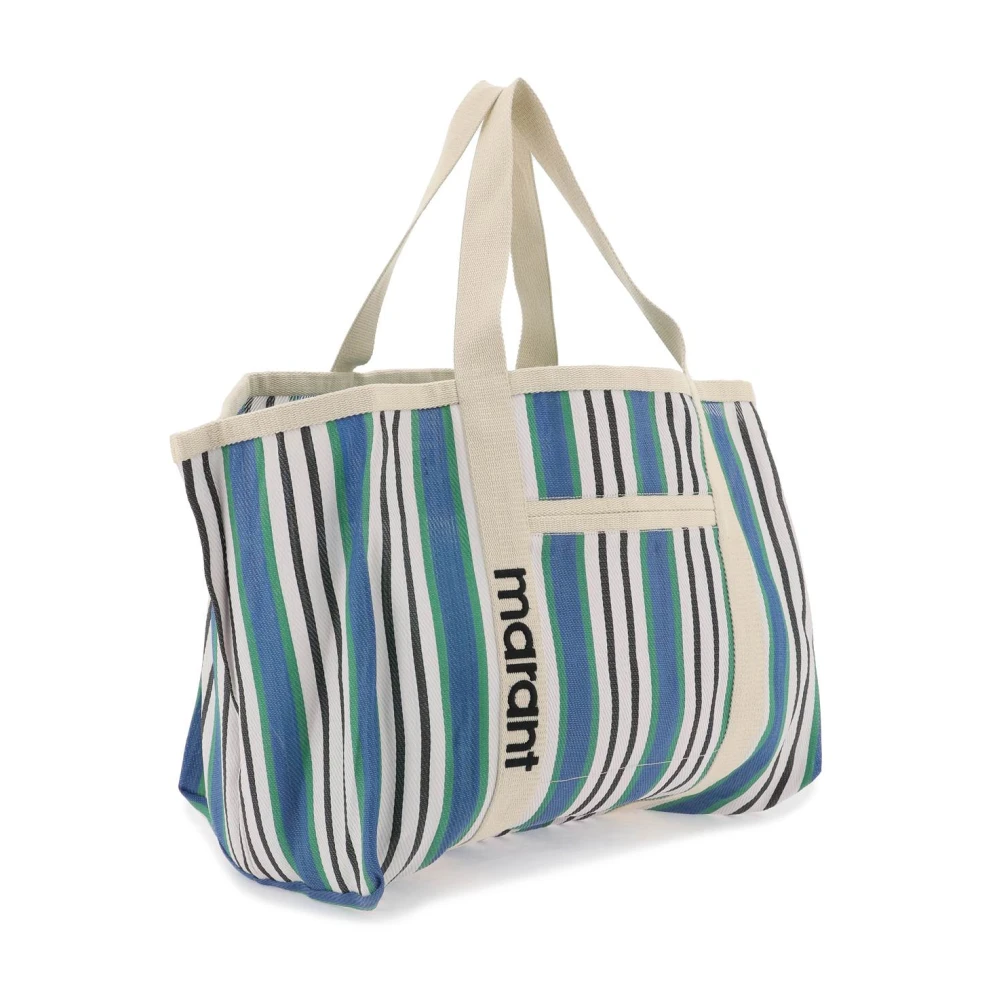 Isabel marant Gestreepte nylon tote tas met geborduurd logo Multicolor Dames