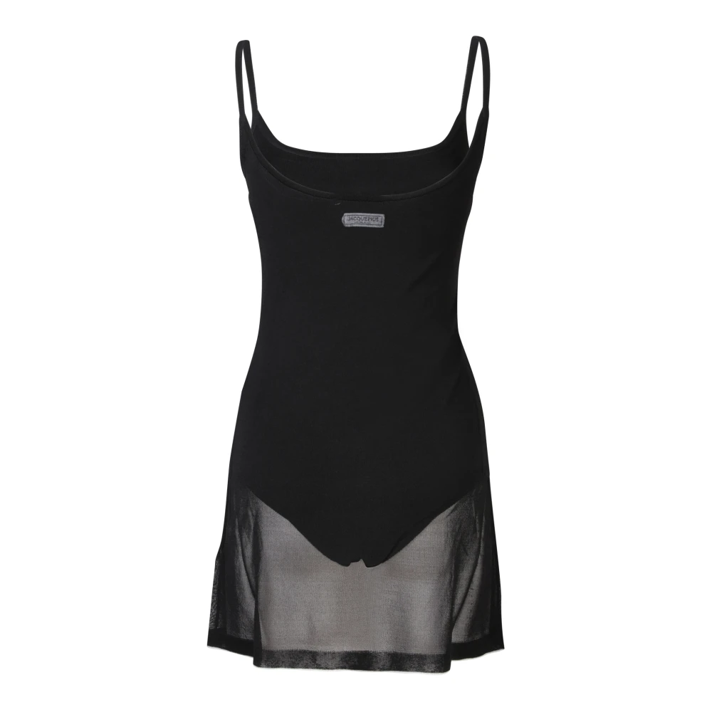 Jacquemus Zwarte Mouwloze Jurk met Grijze Detail Black Dames