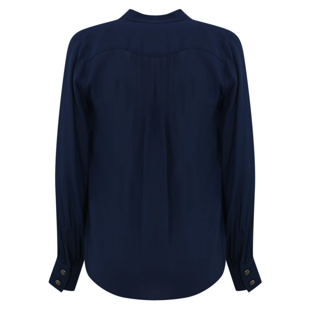 Elisabetta Franchi Blauw Gestreept Overhemd Lange Mouw V-Hals Blue Dames