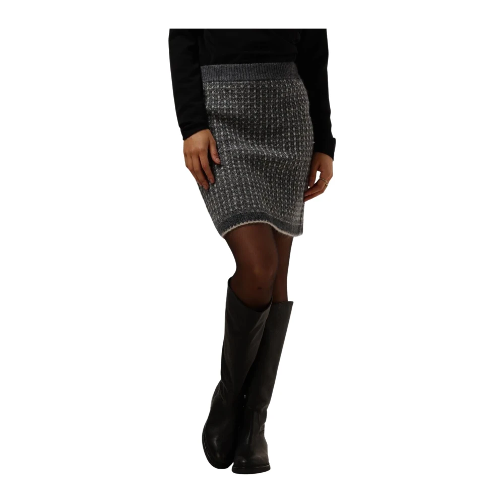 Selected Femme Korte Gebreide Rok Gray Dames