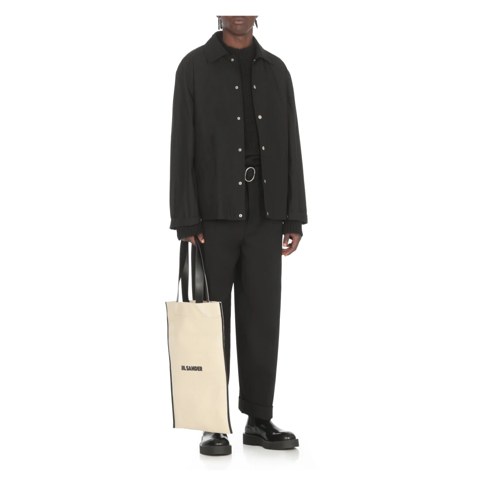 Jil Sander Beige Katoenen Winkelmand met Leren Handvatten Beige Heren