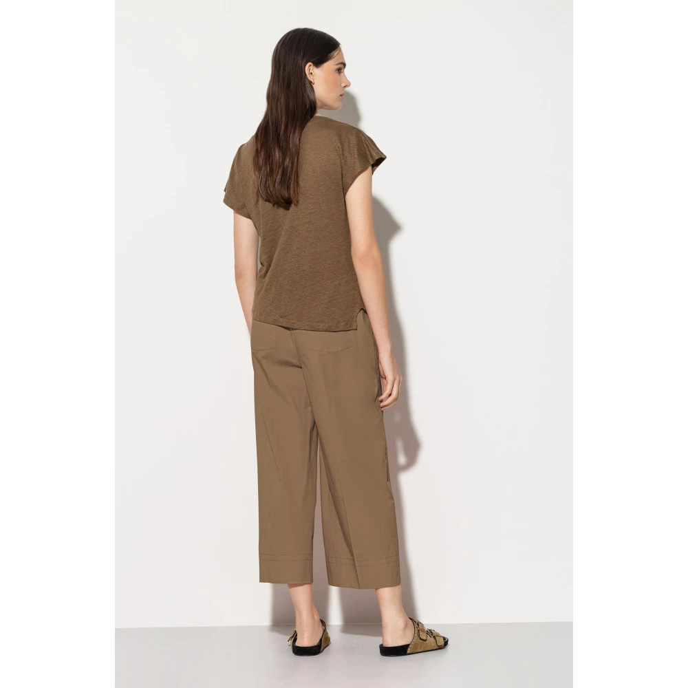 LUISA CERANO Gabardine Wideleg Broek Brown Dames