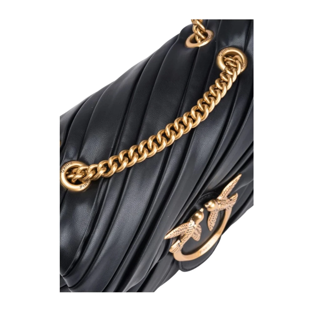 pinko Love Puff Mini Clutch in Zwart en Goud Black Dames