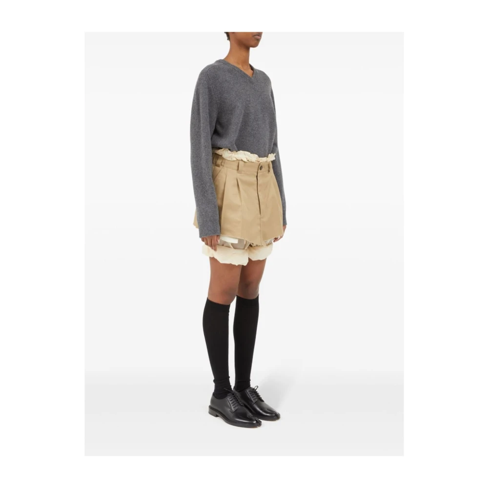 Maison Margiela Beige Gelaagde Shorts Rode Zoom Beige Dames