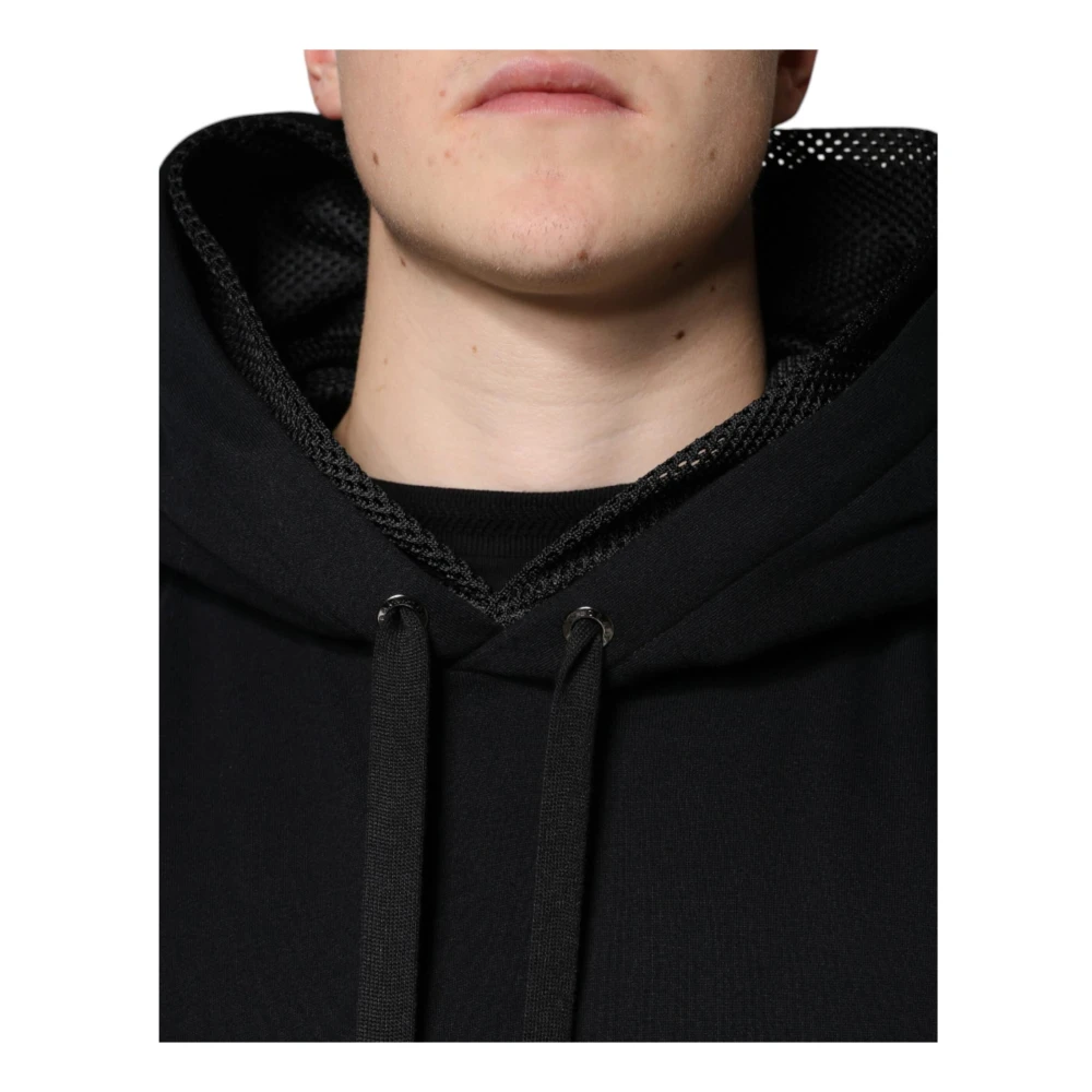 Dolce & Gabbana Zwarte hoodie met logodetails Black Heren