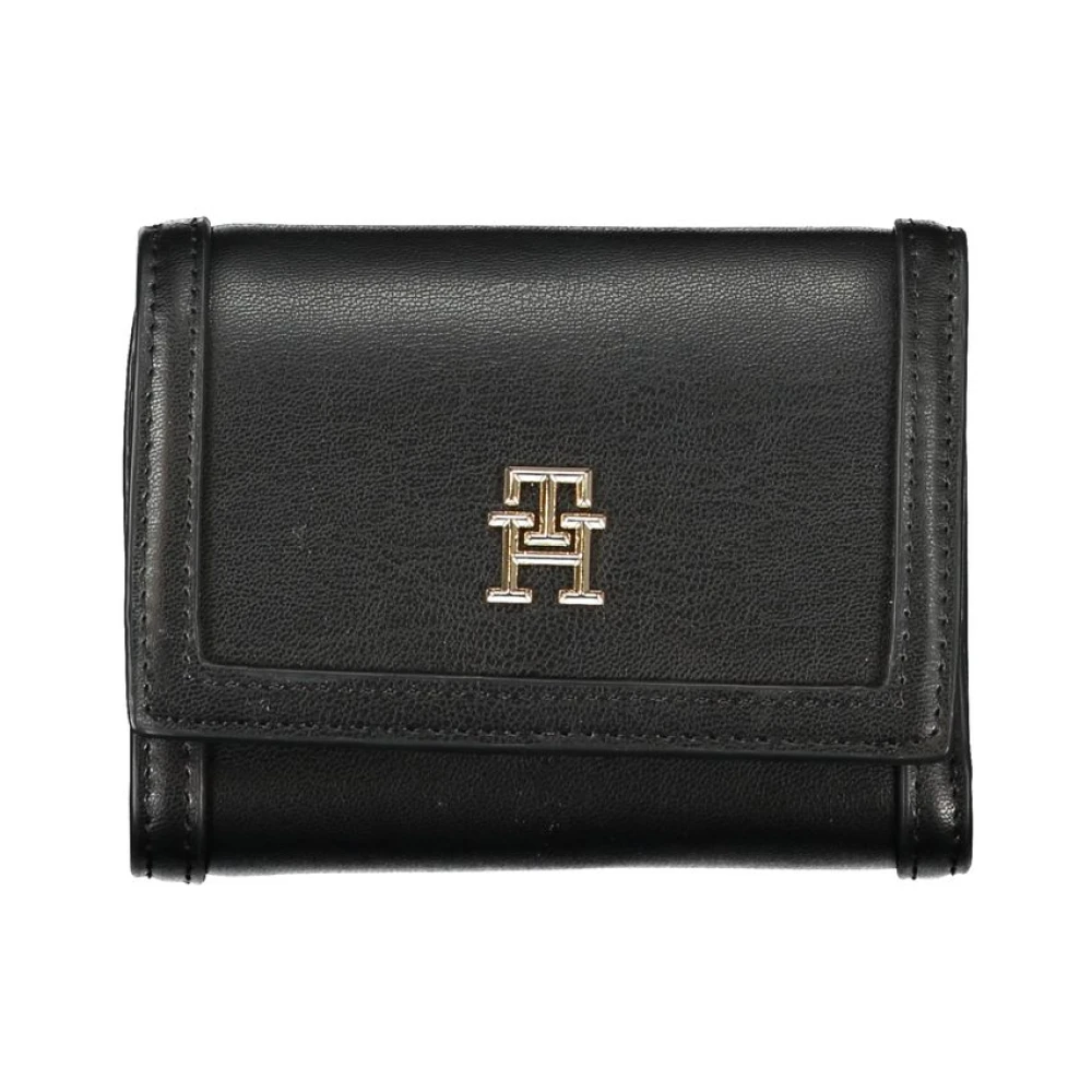 Tommy Hilfiger Elegante zwarte portemonnee met dubbele vakken Black Dames