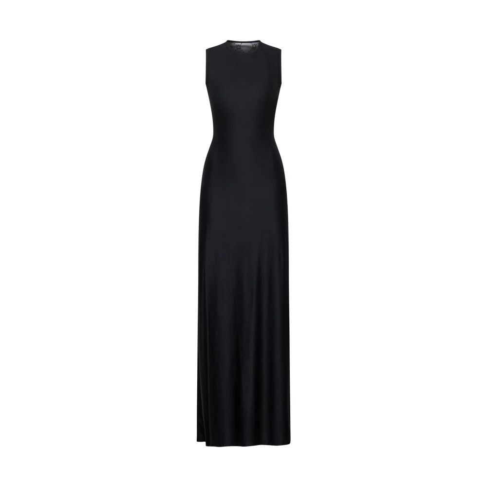 Marine Serre Elegante Zwarte Jurk met Unieke Print Black Dames