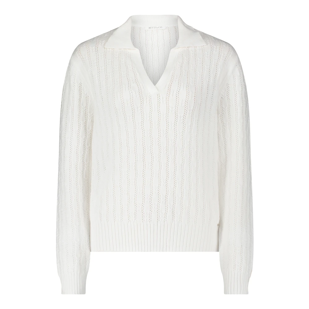 Betty & Co Gebreide Trui met Kraag White Dames