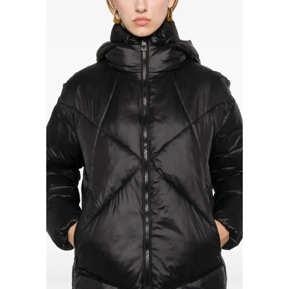 pinko Zwarte Gewatteerde Jas Aw24 Black Dames
