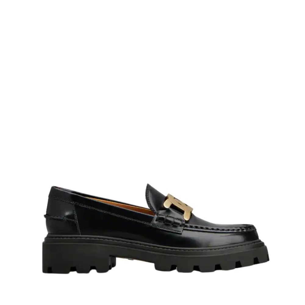 Tod's Women's Black Moccasin Leather Shoes