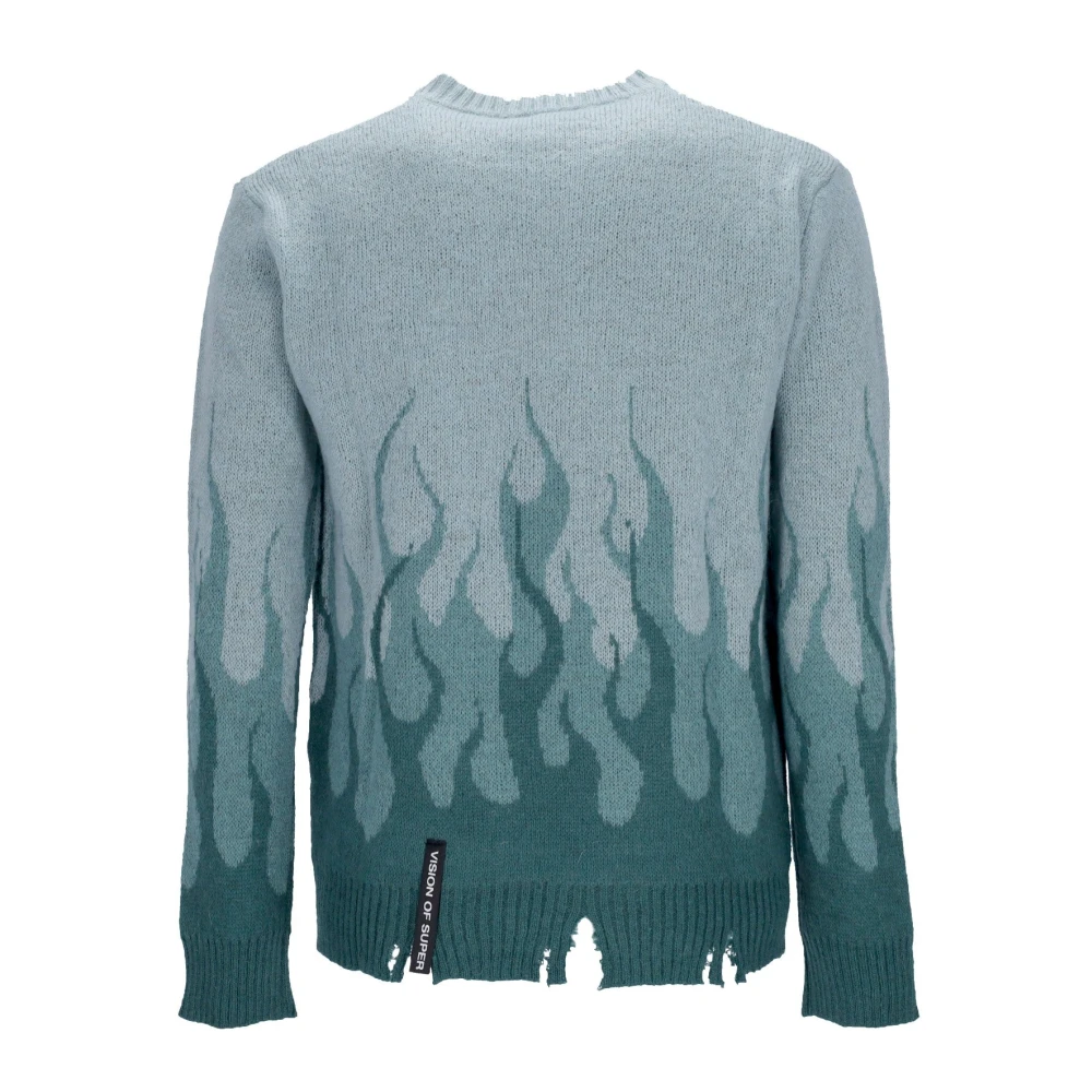 Vision OF Super Vlammen Oversized Crew Neck Sweater Groen Green Heren